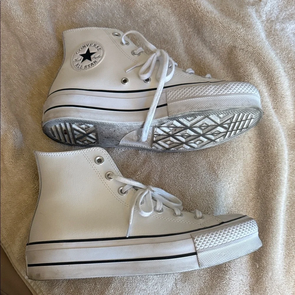 Converse White High-Top Leather Sneakers - Picture 3 of 5
